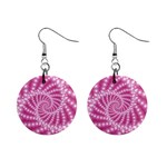 Glossy Pastel Pink Beaded Spiral Fractal  1  Button Earrings