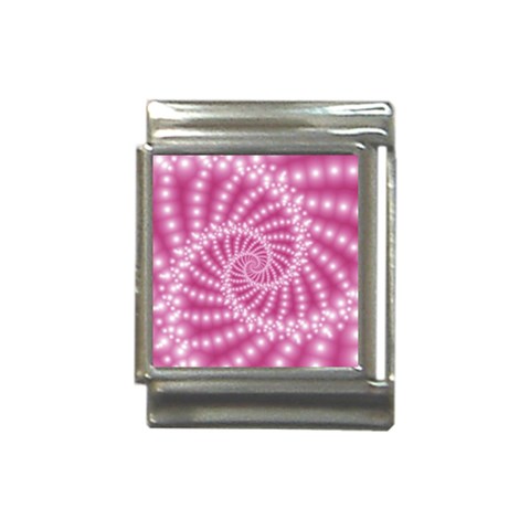 Glossy Pastel Pink Beaded Spiral Fractal  Italian Charm (13mm) from ArtsNow.com Front