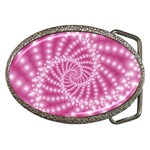 Glossy Pastel Pink Beaded Spiral Fractal  Belt Buckle