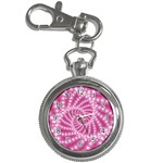 Glossy Pastel Pink Beaded Spiral Fractal  Key Chain Watch