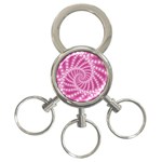 Glossy Pastel Pink Beaded Spiral Fractal  3-Ring Key Chain