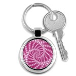 Glossy Pastel Pink Beaded Spiral Fractal  Key Chain (Round)