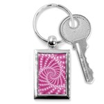 Glossy Pastel Pink Beaded Spiral Fractal  Key Chain (Rectangle)