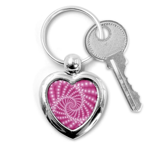 Glossy Pastel Pink Beaded Spiral Fractal  Key Chain (Heart) from ArtsNow.com Front