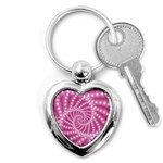 Glossy Pastel Pink Beaded Spiral Fractal  Key Chain (Heart)