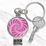 Glossy Pastel Pink Beaded Spiral Fractal  Nail Clippers Key Chain