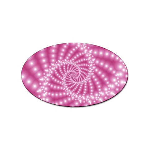 Glossy Pastel Pink Beaded Spiral Fractal  Sticker (Oval) from ArtsNow.com Front