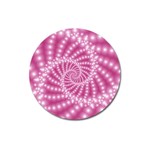 Glossy Pastel Pink Beaded Spiral Fractal  Magnet 3  (Round)