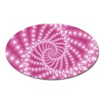 Glossy Pastel Pink Beaded Spiral Fractal  Magnet (Oval)