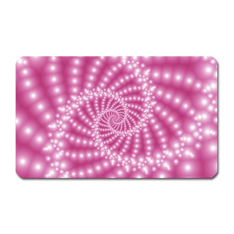 Glossy Pastel Pink Beaded Spiral Fractal  Magnet (Rectangular) from ArtsNow.com Front