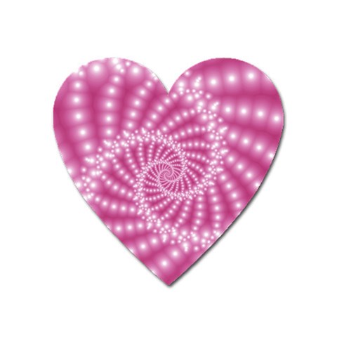 Glossy Pastel Pink Beaded Spiral Fractal  Magnet (Heart) from ArtsNow.com Front