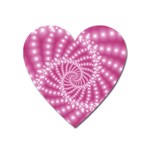 Glossy Pastel Pink Beaded Spiral Fractal  Magnet (Heart)