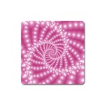 Glossy Pastel Pink Beaded Spiral Fractal  Magnet (Square)