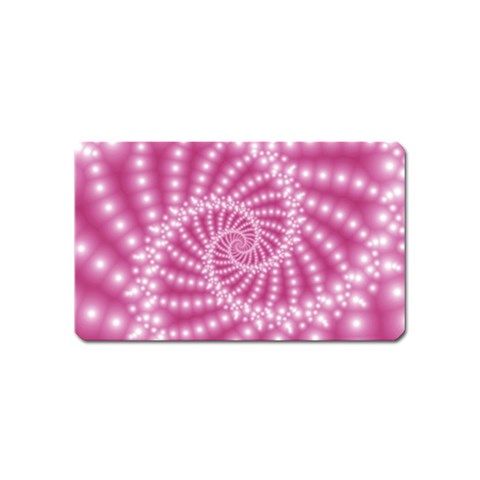 Glossy Pastel Pink Beaded Spiral Fractal  Magnet (Name Card) from ArtsNow.com Front