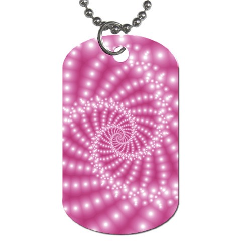 Glossy Pastel Pink Beaded Spiral Fractal  Dog Tag (One Side) from ArtsNow.com Front