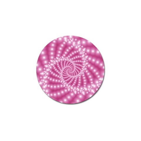 Glossy Pastel Pink Beaded Spiral Fractal  Golf Ball Marker from ArtsNow.com Front