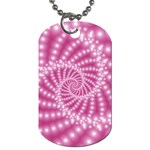 Glossy Pastel Pink Beaded Spiral Fractal  Dog Tag (Two Sides)