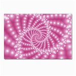 Glossy Pastel Pink Beaded Spiral Fractal  Postcard 4  x 6 