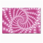 Glossy Pastel Pink Beaded Spiral Fractal  Postcard 5  x 7 