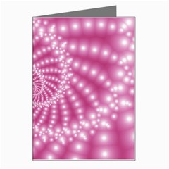 Glossy Pastel Pink Beaded Spiral Fractal  Greeting Card from ArtsNow.com Left