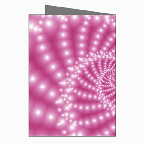 Glossy Pastel Pink Beaded Spiral Fractal  Greeting Card from ArtsNow.com Right