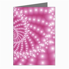 Glossy Pastel Pink Beaded Spiral Fractal  Greeting Cards (Pkg of 8) from ArtsNow.com Left