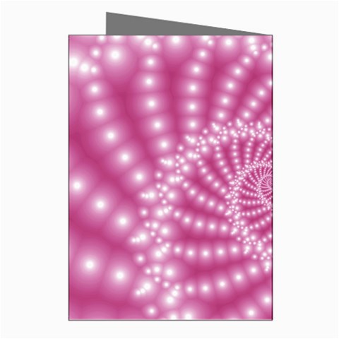 Glossy Pastel Pink Beaded Spiral Fractal  Greeting Cards (Pkg of 8) from ArtsNow.com Right