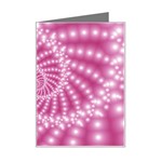 Glossy Pastel Pink Beaded Spiral Fractal  Mini Greeting Card