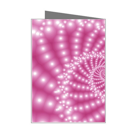 Glossy Pastel Pink Beaded Spiral Fractal  Mini Greeting Card from ArtsNow.com Right