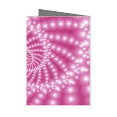 Glossy Pastel Pink Beaded Spiral Fractal  Mini Greeting Cards (Pkg of 8) from ArtsNow.com Left