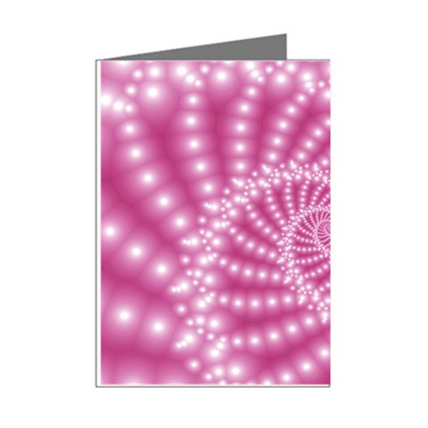 Glossy Pastel Pink Beaded Spiral Fractal  Mini Greeting Cards (Pkg of 8) from ArtsNow.com Right