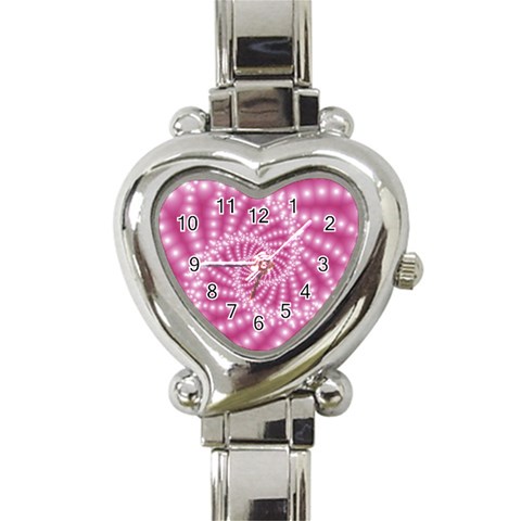 Glossy Pastel Pink Beaded Spiral Fractal  Heart Italian Charm Watch from ArtsNow.com Front