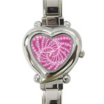 Glossy Pastel Pink Beaded Spiral Fractal  Heart Italian Charm Watch