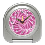 Glossy Pastel Pink Beaded Spiral Fractal  Travel Alarm Clock