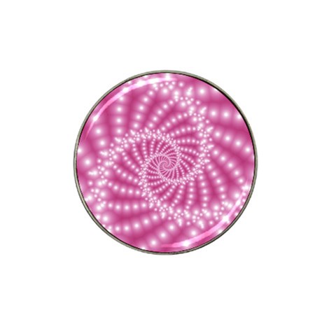 Glossy Pastel Pink Beaded Spiral Fractal  Hat Clip Ball Marker from ArtsNow.com Front