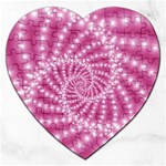 Glossy Pastel Pink Beaded Spiral Fractal  Jigsaw Puzzle (Heart)