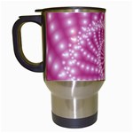 Glossy Pastel Pink Beaded Spiral Fractal  Travel Mug (White)