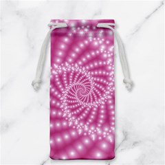 Glossy Pastel Pink Beaded Spiral Fractal  Jewelry Bag from ArtsNow.com Front