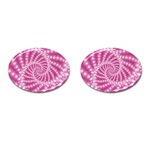 Glossy Pastel Pink Beaded Spiral Fractal  Cufflinks (Oval)