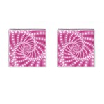 Glossy Pastel Pink Beaded Spiral Fractal  Cufflinks (Square)