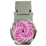 Glossy Pastel Pink Beaded Spiral Fractal  Money Clip Watch