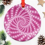 Glossy Pastel Pink Beaded Spiral Fractal  Round Ornament (Two Sides)