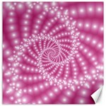 Glossy Pastel Pink Beaded Spiral Fractal  Canvas 12  x 12 