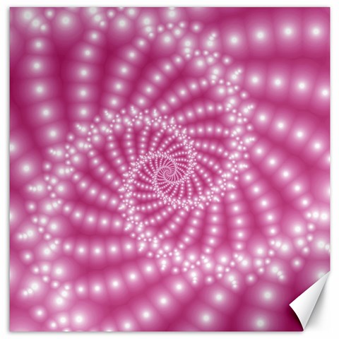 Glossy Pastel Pink Beaded Spiral Fractal  Canvas 16  x 16  from ArtsNow.com 15.2 x15.41  Canvas - 1