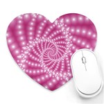 Glossy Pastel Pink Beaded Spiral Fractal  Heart Mousepad