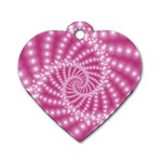 Glossy Pastel Pink Beaded Spiral Fractal  Dog Tag Heart (One Side)