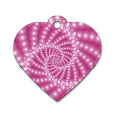 Glossy Pastel Pink Beaded Spiral Fractal  Dog Tag Heart (Two Sides) from ArtsNow.com Front