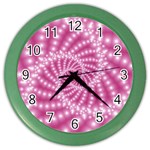 Glossy Pastel Pink Beaded Spiral Fractal  Color Wall Clock