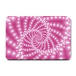 Glossy Pastel Pink Beaded Spiral Fractal  Small Doormat