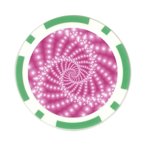 Glossy Pastel Pink Beaded Spiral Fractal  Poker Chip Card Guard from ArtsNow.com Front